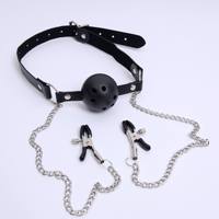 Jouets sexuels pour adultes très demandés pour les couples - Ensemble de bondage en cuir BDSM avec bouchon buccal, pince à tétons et plug anal pour femmes