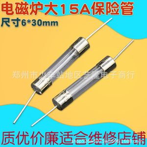 Fusible para Cocina de Inducción 6x30mm 15A, Tubo de Vidrio con Cables de Cobre para Taller de Reparaciones - Product Image 1