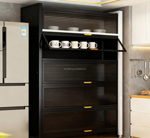 Vente flash, étagère de rangement multifonctionnelle pour cuisine, en métal, sur pied, multi-niveaux, avec porte, pour four, <span class=keywords><strong>micro</strong></span>-ondes, casseroles, bols - Product Image 1