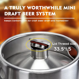 Fût de bière Growler, mini-fûts de bière artisanale 2L/3.6L/4L/5L, conteneur portable pour distribution de bière gazeuse pour barbecue/fête de brassage - Product Image 4