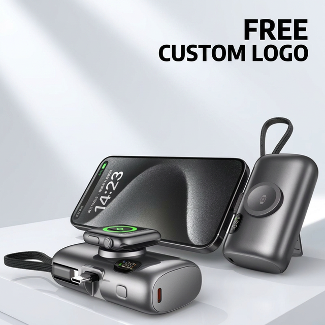 Portable 10000mAh Power Bank 3 in 1 Mini External Battery Pack Fast Charging Powerbank for Samsung iPhone Watch AirPods Charger