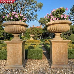 <span class=keywords><strong>Pot</strong></span> de fleurs en marbre naturel sculpté à la main pour l'extérieur, <span class=keywords><strong>grand</strong></span> <span class=keywords><strong>pot</strong></span> de jardin - Product Image 1