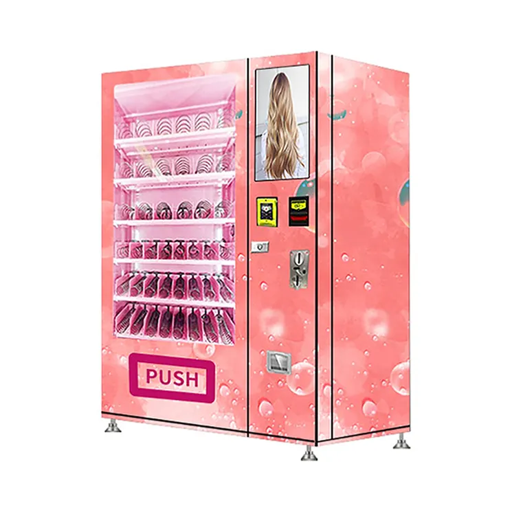 24 Hours Unattended Led Light Cosmetics Hair Bundles Extension Vending Machine For Cosmetics Perfume Hair With Card Reader
