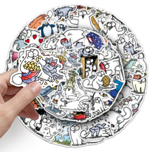 50 autocollants décoratifs amusants et personnalisés Simon Cat pour ordinateur portable, trottinette, bureau, autocollants imperméables - Product Image 6