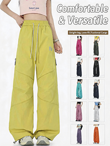 Unisex Spring Autumn Functional <strong>Cargo</strong> Pants,High Street Streetwear <strong>Petite</strong> Fit Loose Breathable Outdoor Sport Casual <strong>Trousers</strong> - Product Image 1