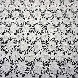 Tissu en dentelle guipure blanche de haute qualité 100% polyester Broderie Vente en gros Tissu en dentelle personnalisé à bas prix - Product Image 2