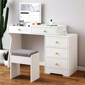 Schmink tisch Make-up Lautsprecher Waschtisch mit LED-Spiegel und Schubladen - Product Image 5
