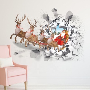 Personalizzato babbo <span class=keywords><strong>natale</strong></span> e renna 3D decalcomania da parete autoadesivo decorazione di <span class=keywords><strong>natale</strong></span> adesivo per la promozione della casa regalo adesivo da parete - Product Image 5