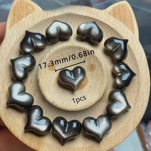 Cristal Natural de Obsidiana Plateada en Forma de Corazón, Piedra Curativa para Decoración, Precio al por Mayor - Product Image 6