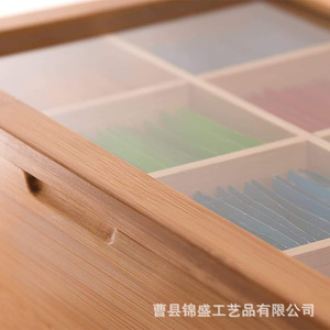 Nueva caja de embalaje para té con tapa abatible y tapa de vidrio transparente, caja de almacenamiento con múltiples compartimentos para bolsitas de té y café, estilo chino - Product Image 3