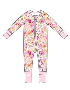 Qingli Oem Tanpa Tarif, MOQ Rendah, Romper Anak Bambu Lengan Panjang dengan Ritsleting Dua Arah dan Ruffle - Product Image 2