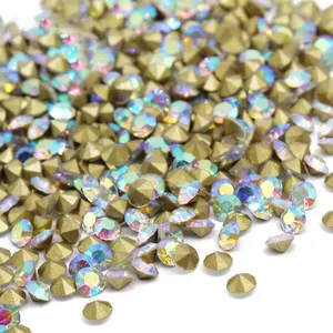 Wholesale Bulk Kilogram Diamond Gold Point Back Crystal Garment Embellished Accessories Rhinestones Saree Glass Chatons