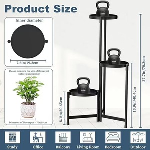 Support de plantes en métal pliable à 5 niveaux, léger et durable, étagère de jardin intérieure/extérieure, présentoir multi-plantes, porte-pot pour balcon - Product Image 3