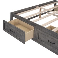 Cadre de lit plateforme en bois moderne de taille standard avec 6 tiroirs, gain de place pour la chambre à coucher