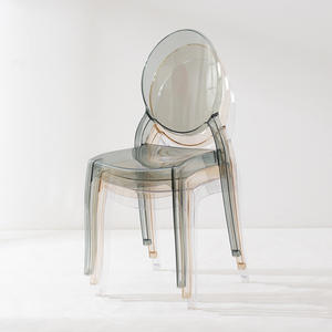 Acrylic <b>Chair</b> Transparent Smoky Amber <b>Stackable</b> Modern <b>Dining</b> <b>Chair</b> - Product Image 1