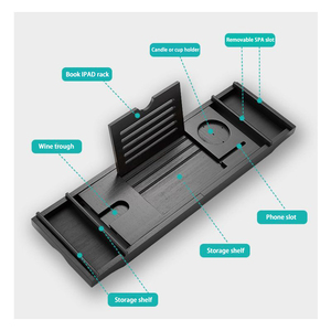 Kệ Để Đồ Trong Bồn Tắm, Có Thể Mở Rộng, Giá Để Đồ Trong Phòng Tắm Bằng Tre - Product Image 6