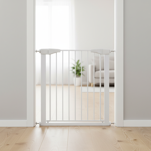 Barrière de sécurité pour bébé en ABS à fermeture automatique avec fonctions de sécurité pour escaliers, double verrouillage, barrière de sécurité pour enfants à fixation par pression - Product Image 1