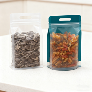 Sacs à fond plat YSH, étanches, avec couvercle rigide transparent, pochette avec fermeture éclair et poignée, finition dépolie, scellage large sur huit côtés - Product Image 4