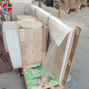 批发带凹槽的石灰华餐桌和带凹槽的茶几家具 - Product Image 4