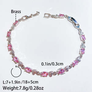 Pulsera de tenis de circonita de cristal al por mayor, chapada en plata de 18k, ajustable para mujer, moderna, a la moda, regalo de joyería para boda - Product Image 6