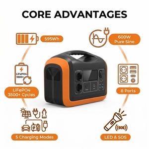 Centrale Électrique Portable LiFePO4 600W OEM en Gros, 595Wh, 3500+ Cycles, Charge Rapide, Générateur Solaire <span class=keywords><strong>pour</strong></span> Commandes en Gros et Distributeurs - Product Image 4