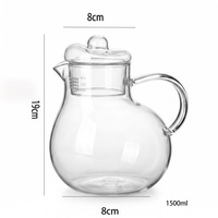 Carafe à eau froide en verre 51 oz, forme sphérique avec couvercle - Carafe à jus en borosilicate haute résistance à la chaleur pour fêtes et maison