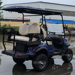 Carrito de Golf Azul Elevado para 4 Pasajeros con Asientos Acolchados, Ideal para Vacaciones y Turismo - Product Image 4