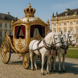 2025 OEM Calèche royale à chevaux électrique dorée sculptée pour mariage En vente - Product Image 4