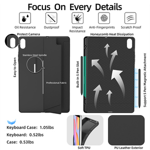 Étui pour clavier rétroéclairé certifié CE avec conception détachable pour Samsung Galaxy Tab S11 Ultra Caractéristiques Porte-stylo Couverture <span class=keywords><strong>de</strong></span> clavier - Product Image 5