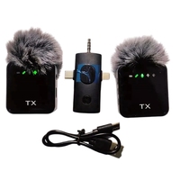 Microphone portable sans fil 3-en-1 F11-2 avec réduction de bruit et réverbération pour appareils iOS, Type-C et caméras 3,5 mm