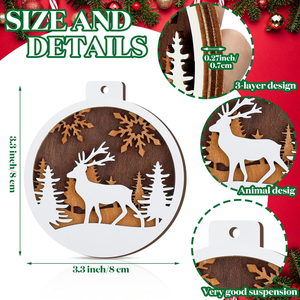 Pafu 12 piezas 3D hueco Reno madera colgante ornamento para Navidad granja rústico colgante conjunto - Product Image 6