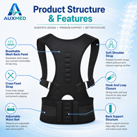 Ceinture de soutien lombaire magnétique en nylon personnalisée OEM, correcteur de posture, attelle dorsale réglable et portable