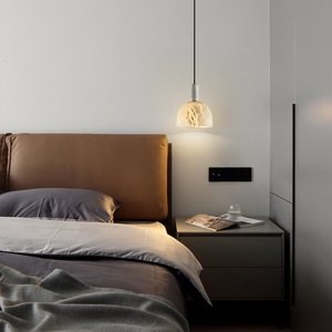 Luminaire suspendu moderne tout en cuivre, design pastoral, motif marbre haut de gamme pour chambre à coucher, salon, lustre mural créatif - Product Image 5