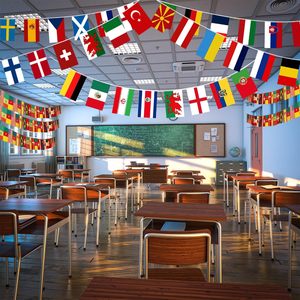 Ensemble de 100 drapeaux de pays en guirlande - Drapeaux du <span class=keywords><strong>monde</strong></span> entier colorés, durables, mini drapeaux en polyester - Product Image 6