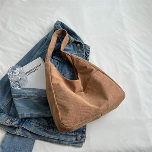 B695 2023女性用大容量ワンショルダーコーデュロイメッセンジャートートバッグ夏カジュアル無地布バッグ新ポリエステル - Product Image 2