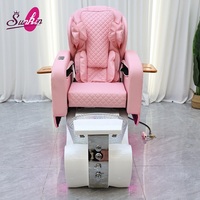 Chaise de pédicure de qualité professionnelle pour spa, inclinable, avec lumière d'ambiance LED et bassin en verre pour les soins des pieds