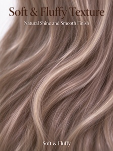 Peluca de Fibra con Reflejos Rubios Marrones, Larga y Ondulada, Sintética, con Línea de Cabello Natural, Suave y Voluminosa para Uso Diario - Product Image 6
