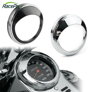 RACEPRO <span class=keywords><strong>moto</strong></span> 5 pouces noir Chrome aluminium visière compteur de vitesse jauge <span class=keywords><strong>lunette</strong></span> couverture garniture anneau pour Harley Softail FXST - Product Image 2