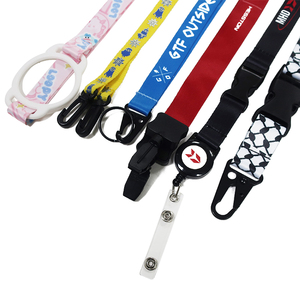 Promotional Polyester Water Bottle Silicone Cup Wine Glass Holder Lanyard with Silk Screen Printed Logo Customizable Neck Strap