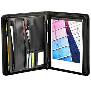 Promotional Gifts A4 PU Leather Folder Business Briefcase Portfolio Padfolio With Logo