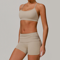 Custom Dames Fitness Actieve Kleding Zachte Sneldrogende Sportsportkleding 4-Way Stretch Tweedelige Yogashorts Sets