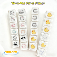 Ensemble de tampons amovibles personnalisés et mignons 6 en 1, tampon kawaii pour journal, pour planificateur