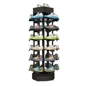 Mehr schicht iges rotierendes Schuh regal Custom Floor Standing Display Rack Metall Retail Display Stand Eisen Custom ized Durable Metallic