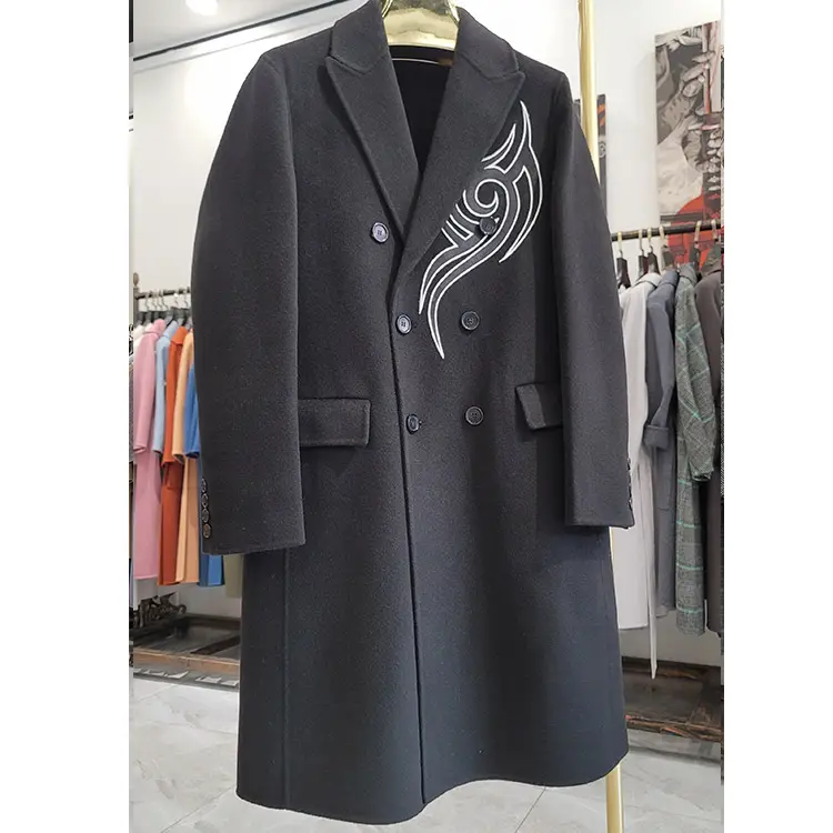 Fall Winter men Double Breasted Coats Men Wool Cashmere Coat with Pocket