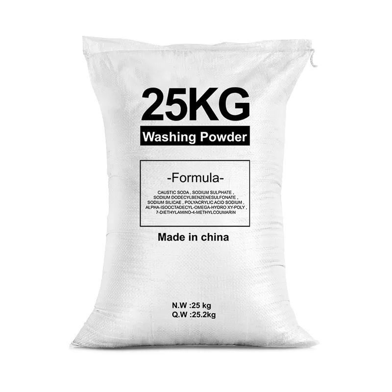 Wholesale Bulk 25kg White Jumbo Woven Bag Packing High Quality OEM Brand Industrial Washing Powder Detergent