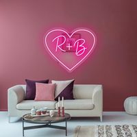 Nouvelle lampe LED néon en forme de cœur en acrylique, miroir lumineux, intensité réglable, lumière décorative d'intérieur pour chambre et scène