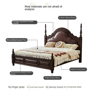 American Solid Wood Bed <b>Cherry</b> Wood <b>Top</b> Layer Cowhide Soft Leather 1.8m Box Bed Diroborg Furniture <b>Cherry</b> Wood Full Bed - Product Image 2