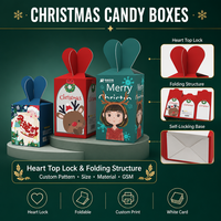 Boîtes cadeaux personnalisées pour bonbons de Noël en carton blanc avec poignée en forme de cœur pour l'emballage de friandises de fête de fin d'année, vente en gros