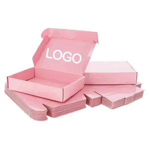 Embalaje de regalo plegable rosa para envío artesanal, cartón Popular, logotipo personalizado, caja de ropa de producto de lujo para boda, caja de vestido