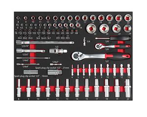 90pcs EVA bọt 1/4 "và 1/2" Ổ cắm thiết lập tự động cơ khí tay công cụ <span class=keywords><strong>Kit</strong></span> <span class=keywords><strong>Set.</strong></span> Hoàn thành sửa chữa xe hơi, xe máy, động cơ và nhà để xe - Product Image 1